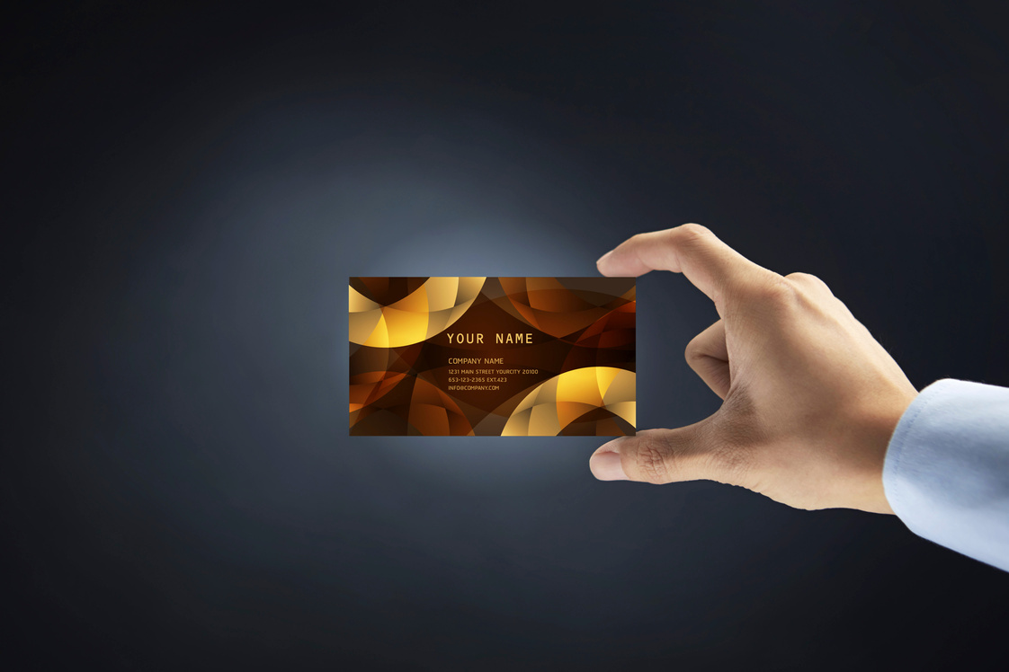 Hand presenting business card concept